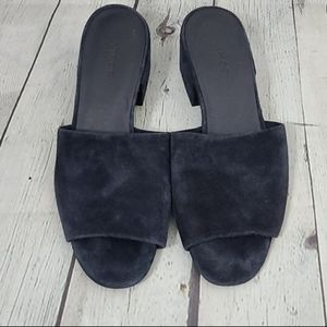 Vince Rachelle 2 Navy Suede Block Heel Slides